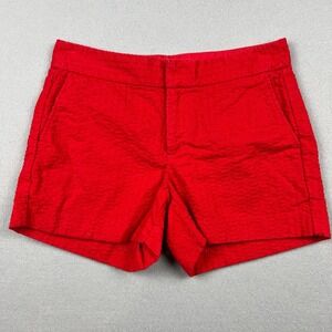 Banana Republic Women Size 2 Red Hampton Fit Shorts Textured Geometric Pattern